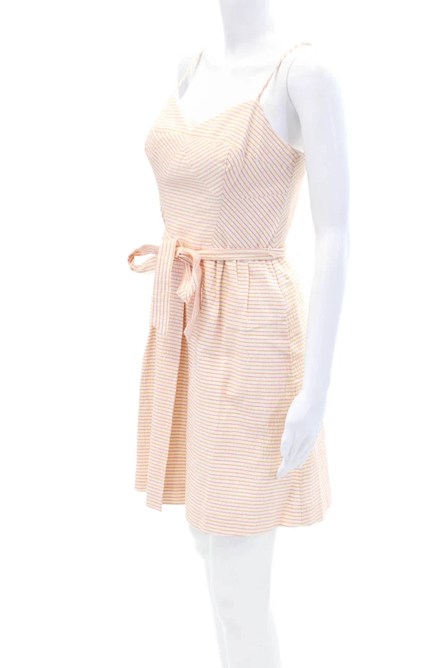 Vestido Shoshanna para mujer de algodón a rayas plisado línea A talla múltiple 2 Foto 2 de 4