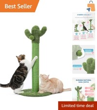 34" Tall Cactus Cat Scratching Post with Dangling Ball - Indoor Fun for Kitties