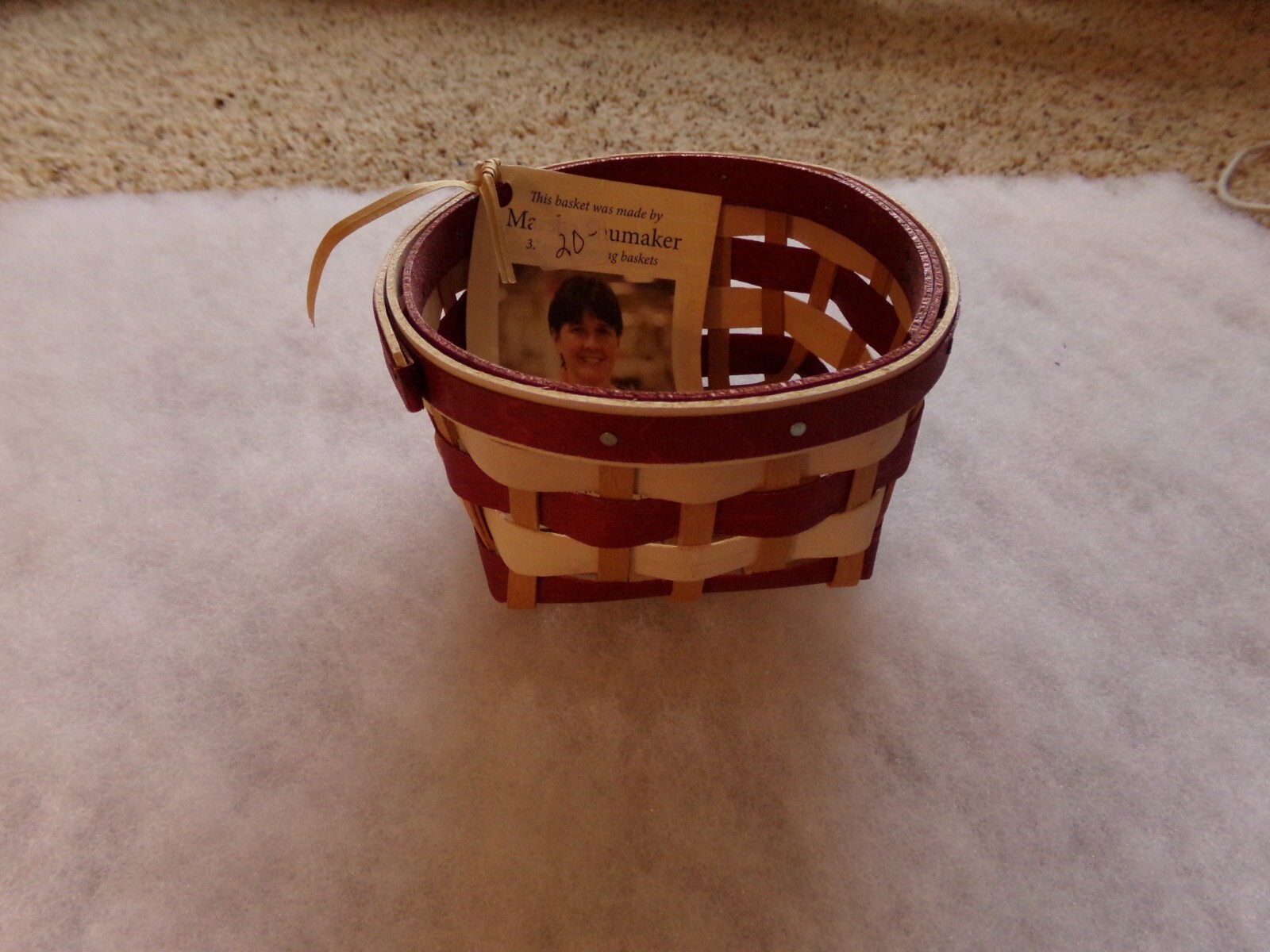 Longaberger Small White and Red Woven Basket for Christmas eBay