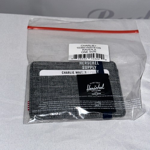 Herschel Men's Charlie RFID Card Case Wallet, Raven Crosshatch Brand New Grey