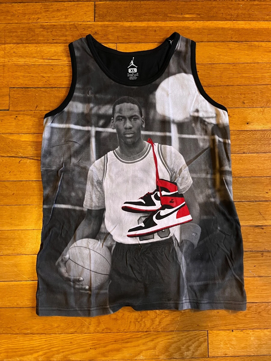 Michael Jordan Playground Tank Top Youth XL Black White Red All Over Print  Retro