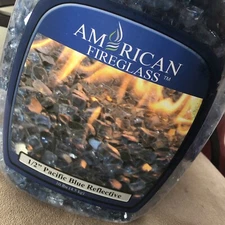 10 lbs of American Fireglass 1/2" Premium Reflective Fire Glass Pacific Blue/WH2