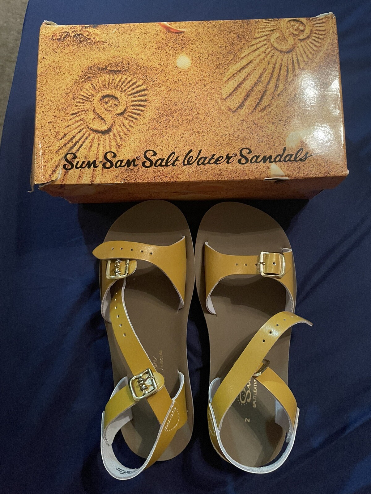 GIRLS YELLOW LEATHER SANDALS SUN SAN SALTWATER SWEETHEARTS SZ. 2 | eBay