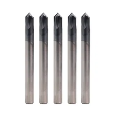 5PCS 1/4" 4 Flute 90 Degree Carbide Chamfer Mills - Single End - AlTiN Coated