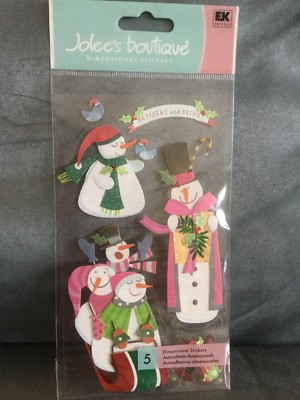 JOLEE'S BOUTIQUE DIMENSIONAL STICKERS 5 COUNT PLAYFUL SNOWMAN - SUPER RARE