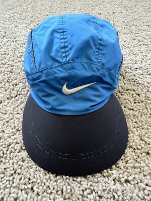 Vintage Nike Hat Cap Strap Back 90s Panel Swoosh Blue
