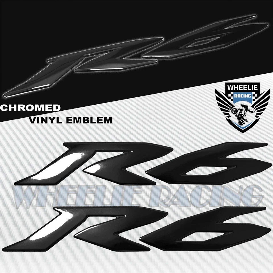 8" 3D FAIRING/GAS FUEL TANK YAMAHA LOGO EMBLEM+6" STICKER FOR YZF-R6/R6S BLACK - Image 3 of 4