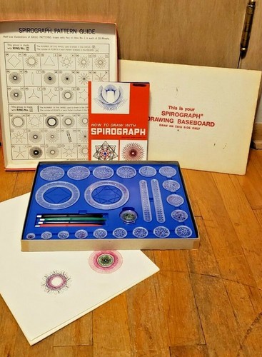 KENNER'S 1970 SPIROGRAPH #401 GAME TOY--FULL SET--ORIGINAL BOX - Picture 2 of 10