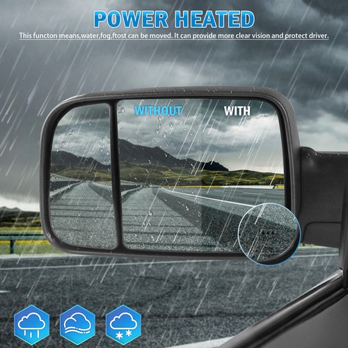 2PCS Power Heated Tow Mirrors For 2010 2011 2012 Dodge Ram 1500 2500 3500 LH+RH - Picture 2 of 16