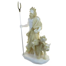 Statue Ancient Greek God Hades Cerberus Alabaster 9"-23cm Cast Marble Mythology 