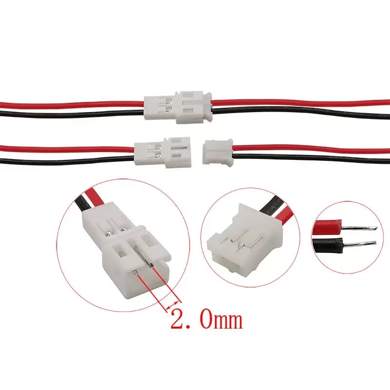 JST PH 2.0 2.0mm Pitch 2 Pin Male Female 20cm Cable Connector Socket 26AWG Wire - Image 2 of 3