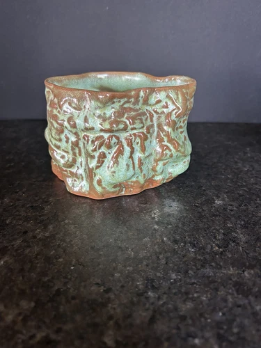 FRANKOMA Pottery Prairie Green Small Tree Bark CORK POT PLANTER B2