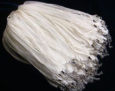 Wholesale 50pcs WHITE RIBBON VOILE CORD NECKLACES for Bottlecap