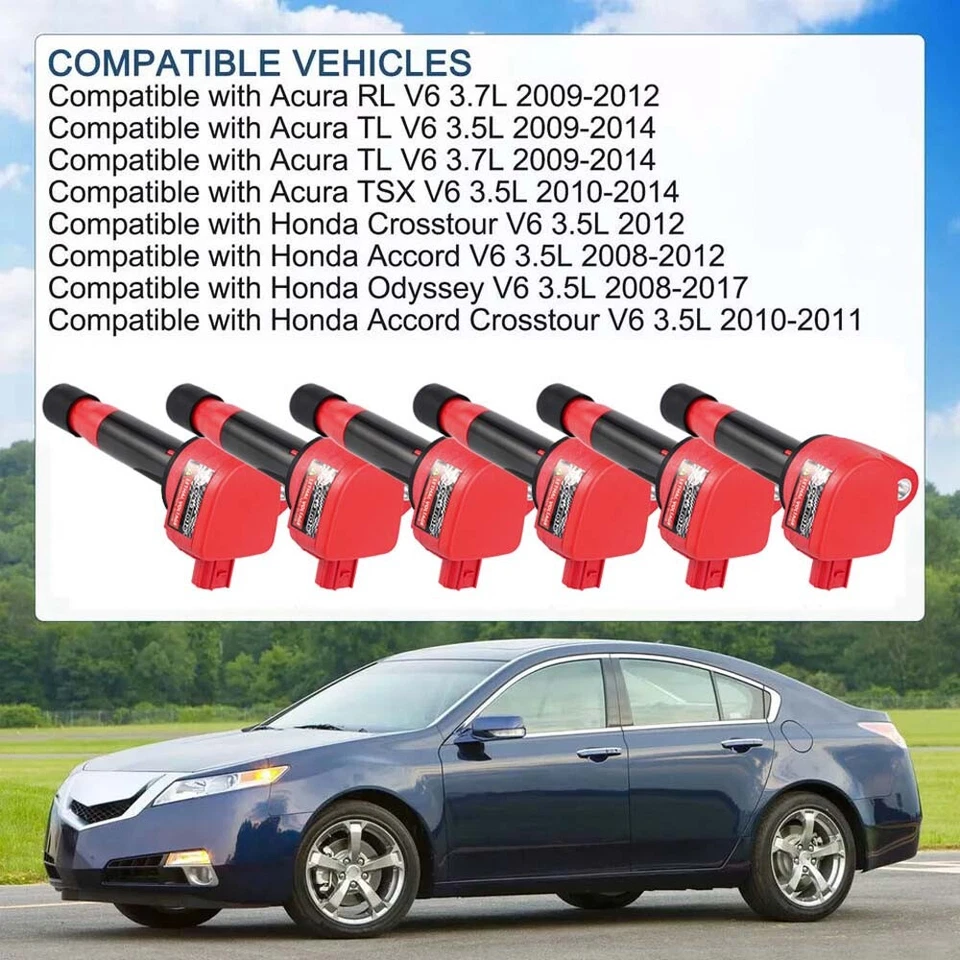 6 bobinas de encendido + 6 bujías para Honda Pilot Odyssey Acura UF603 2009-2015 Foto 3 de 4