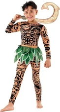 Kids Maui Costume Boys Tattoo Warrior Hawaiian Polynesian Demi God Bodysuit