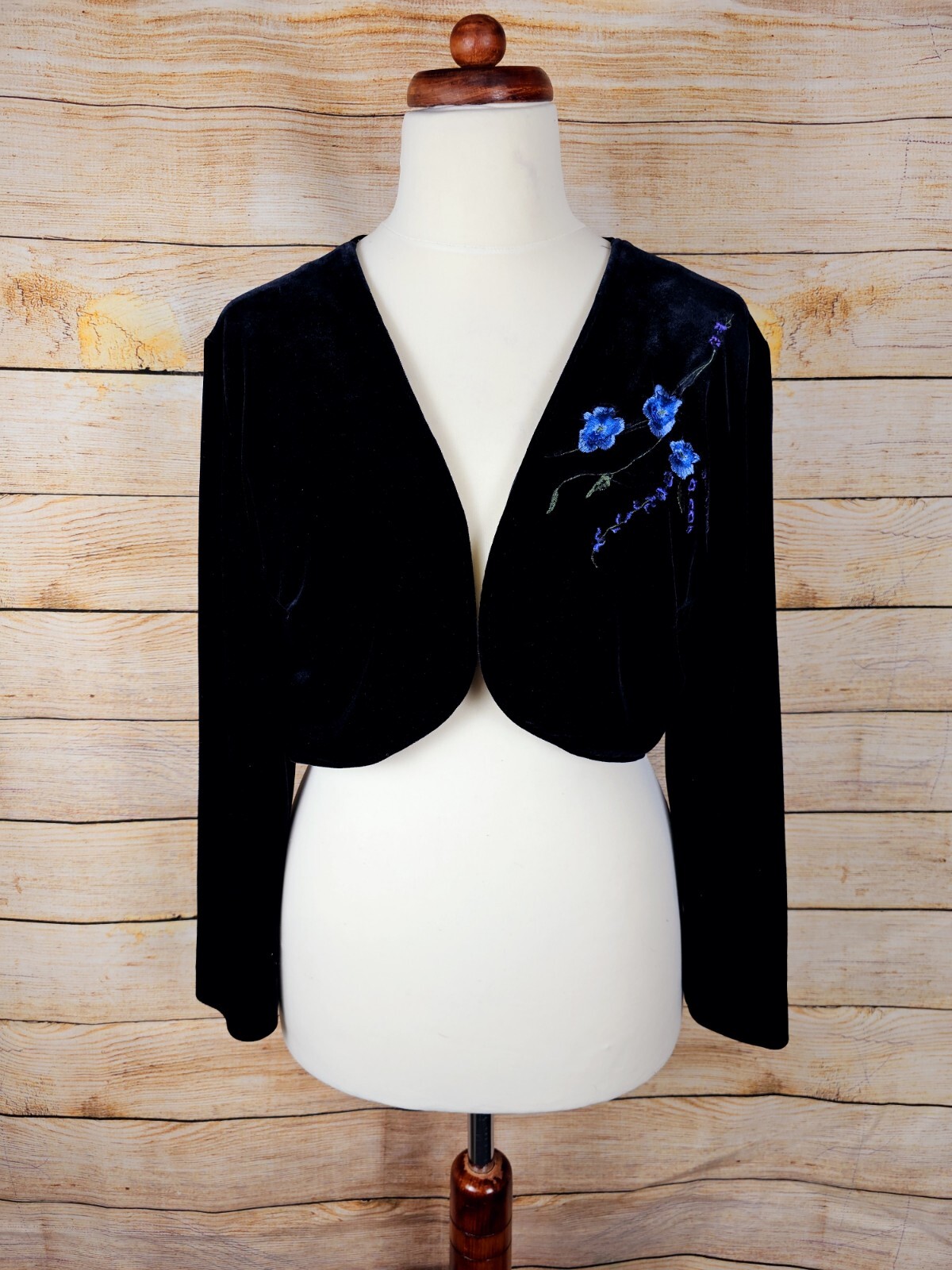 Vintage Kelly Bishop Evenings Velvet Embroidered Bolero Jacket
