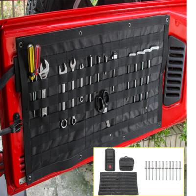 For Jeep Wrangler JK 07-18 Tailgate Frame Storage Bag&Tool Kit Organizer Pockets