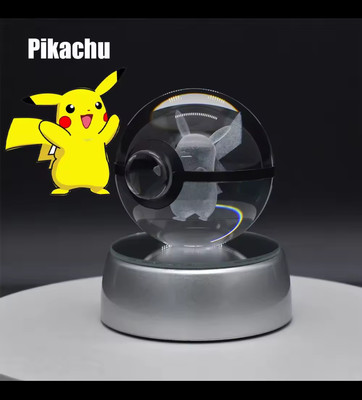 Pokémon Crystal Pokeball Engraved Color Changing LED Japan Import Pikachu