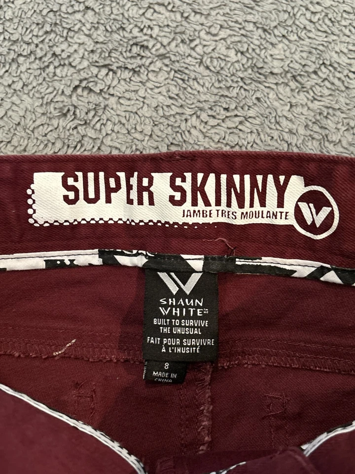 Pantalones de mezclilla blancos Shaun para niños 8 granates jóvenes súper ajustados snowboard skater Foto 2 de 4