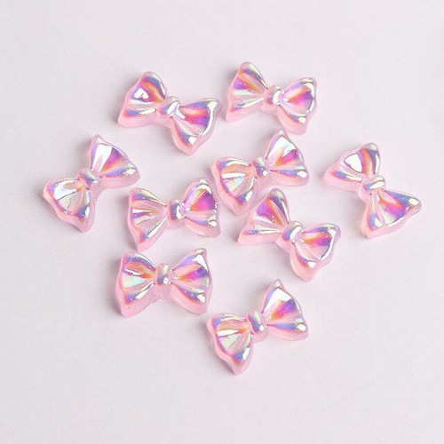 3D Nail Charms 30/100pcs Bow Tie Resin Beads White AB Rhinestone Nail Art Decor - Picture 14 of 24