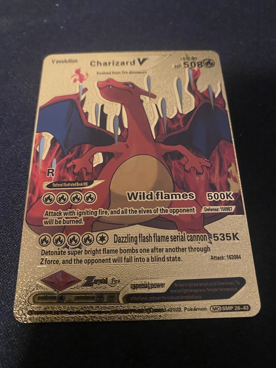 Charizard V トレーディングカード Charizard V Wild Flames Gold Foil Fan Art Card | eBay
