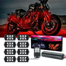 8PCS RGB LED Strip Lights for Offroad ATV Motorcycle Underbody Neon Glow Accents