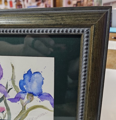 Frühlingsblumen Original Aquarell Gemälde signiert klein gerahmt 1970er Jahre - Bild 4 von 7