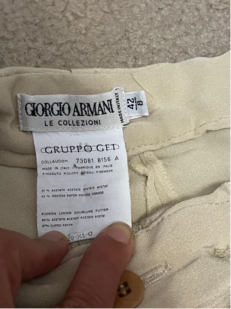Giorgio Armani Le Collezioni high rise beige zip Fly front