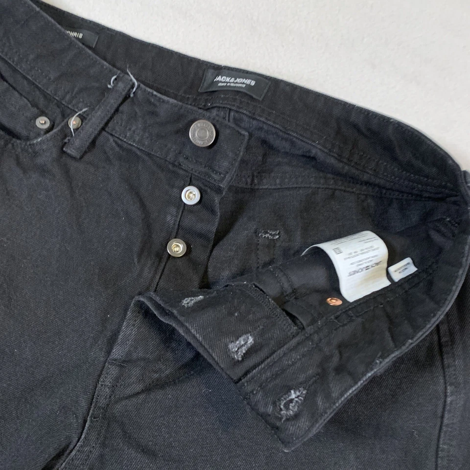 Jack&Jones Corto Para Hombre Talla Pequeña Negro Suelto/Modelo Chris Denim tiro Medio 30x8 Foto 2 de 4