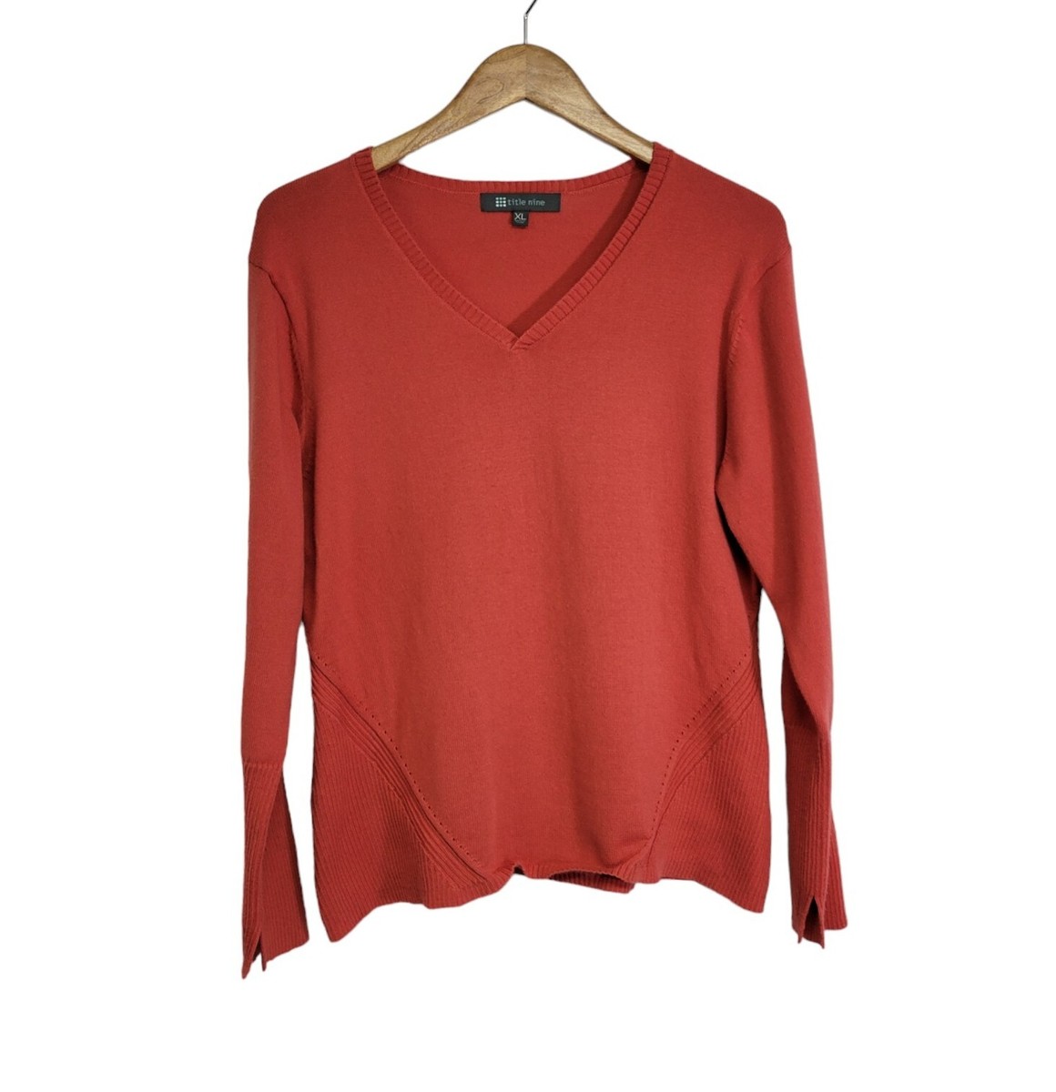 Title Nine Orange V Neck Sweater Size XL | eBay
