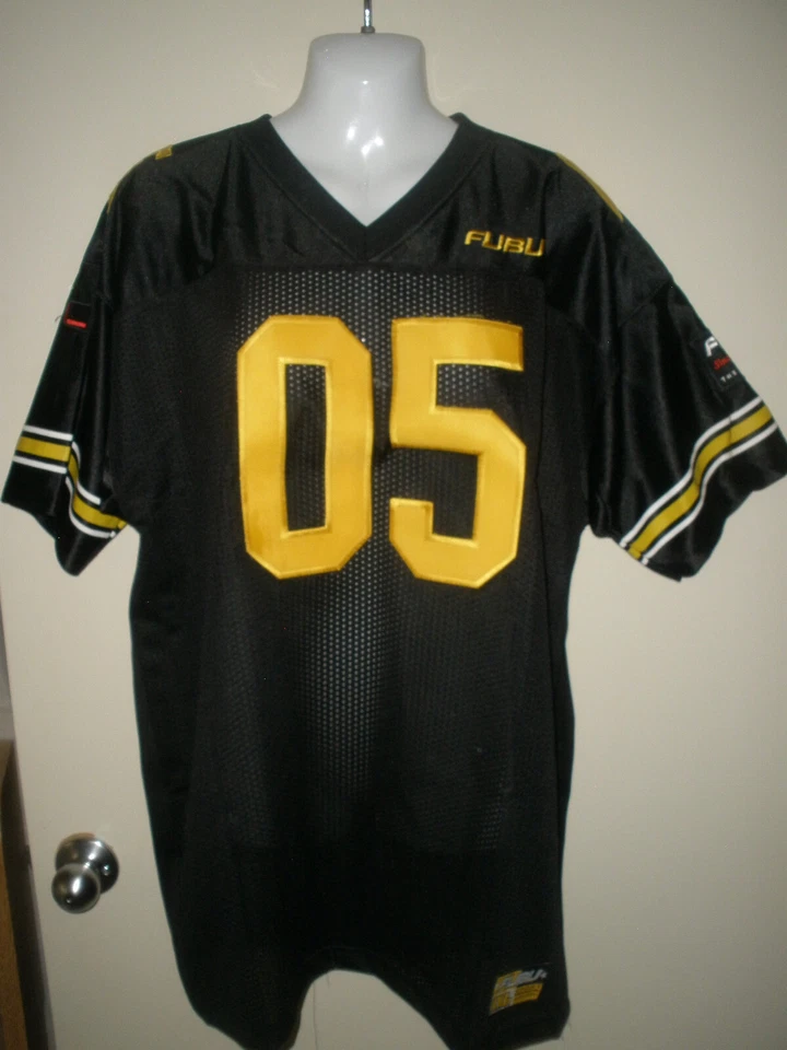 #874 Vintage Fubu 05 Youth XLarge (20) Football Black Gold Heavy Jersey Limited - Image 2 of 4