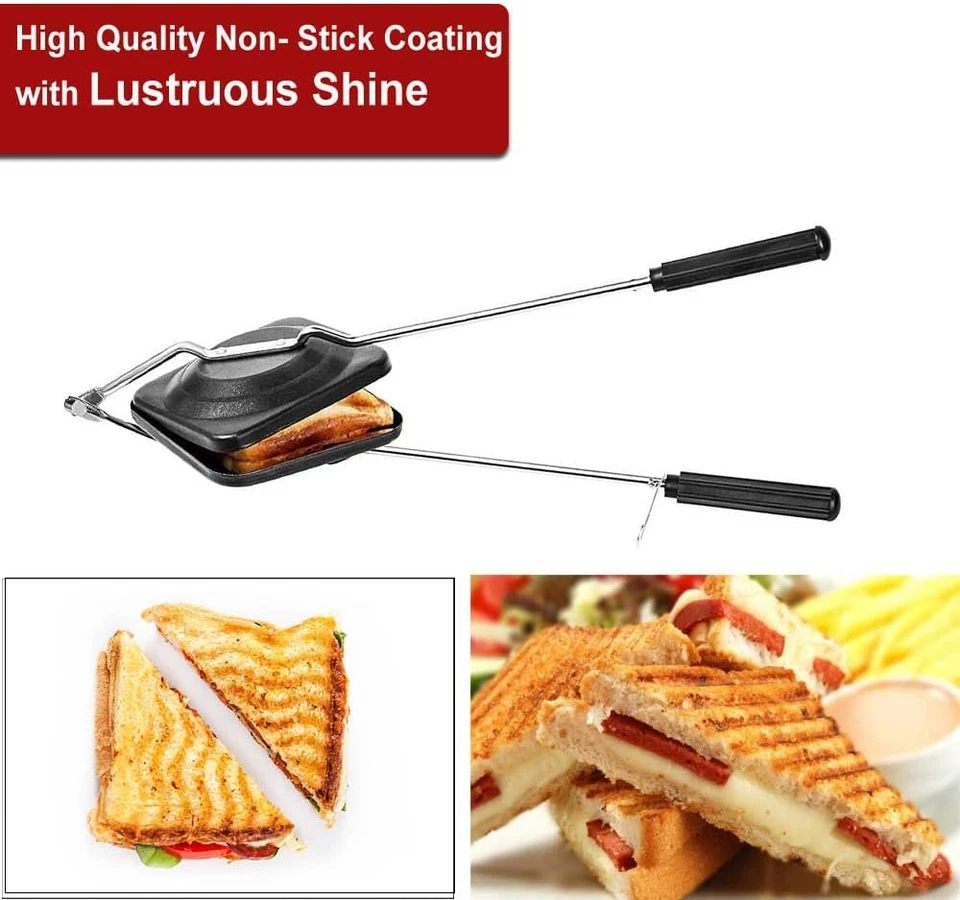 ® Sandwich Maker | Sandwich Press Grill for Gas/Stove | Non Stick Hand Toaster P - Image 4 of 4