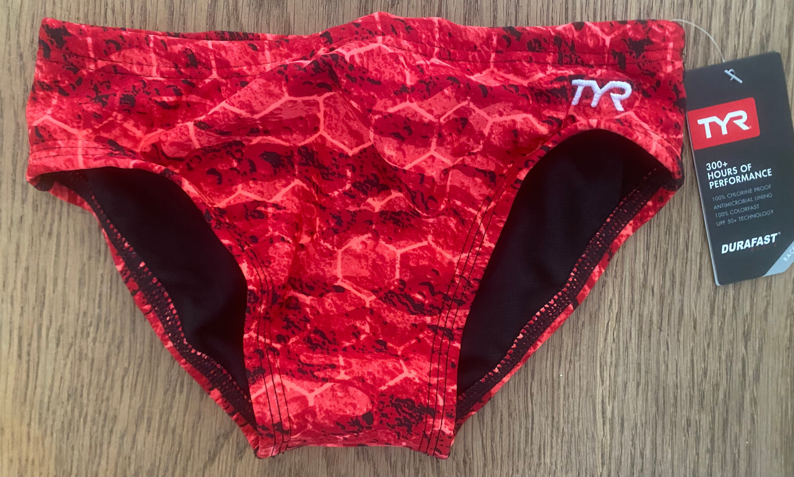TYR Boy's Youth Kids 22 SMALL Red Swim Suit Racer Brief Speedo Type AGON New