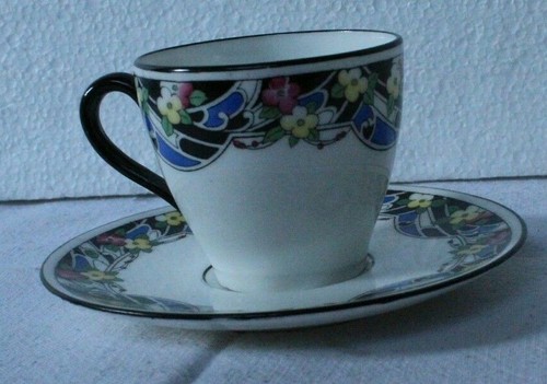 ROYAL DOULTON COFFEE CUP & SAUCER ART DECO PERIOD - Picture 2 of 6
