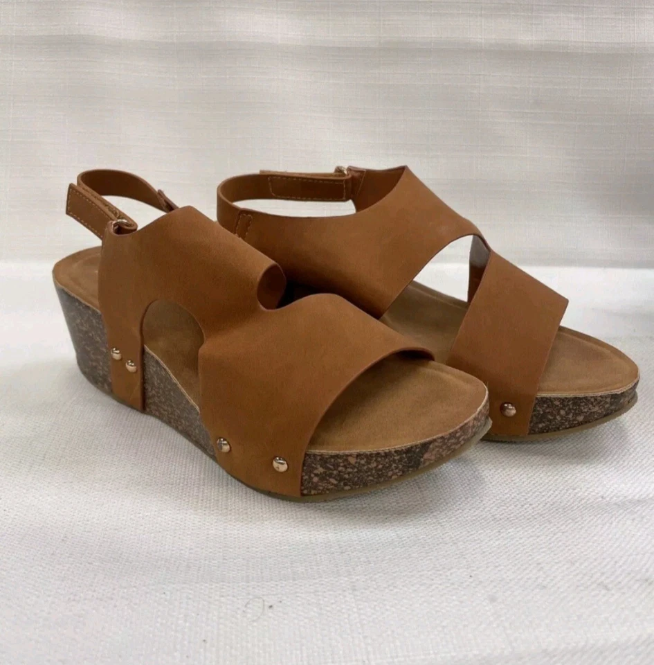 Yoki women's wedge sandalesCamel 6.5 - Image 2 of 4