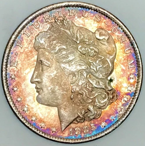 *1885 O MORGAN DOLLAR* *GEM BU+++* *PROOF LIKE* *TONED* NR #CVIP46