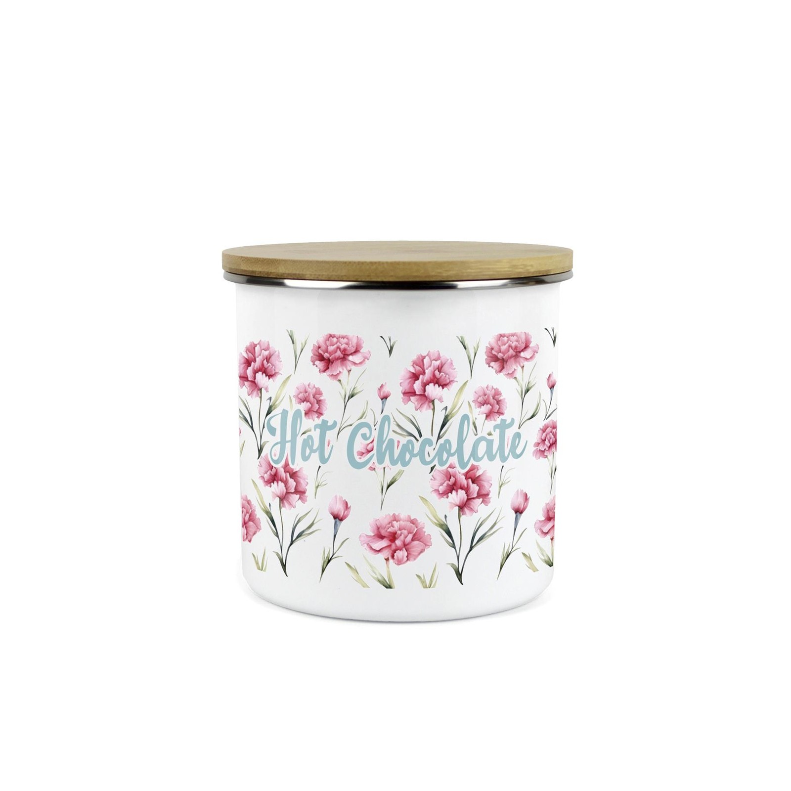 Carnation Flowers Hot Chocolate Canister - Pink Floral Kitchen Storage Gift