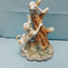 Artmark Dog Chasing Cat Up A Tree Figurine