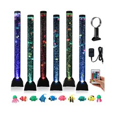 Large 4FT Sensory Fish Water Bubble Tube Floor Lamp Fake Aquarium Tank with 1...