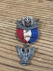 VTG S. SILVER RED WHITE AND BLUE ENAMEL BOY SCOUTS EAGLE SCOUT RING SZ 8 - 8 1/2