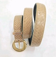 JW Robinson Belt Beige Snakeskin Gold Buckle Thin 1 x 30 1980  S VTG