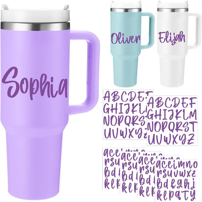 6 Sheets UV DTF Cup Wrap Initial Letter Stickers Waterproof Custom Vinyl Letteri