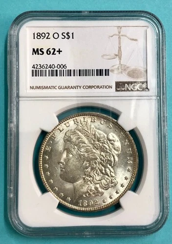 1892 O Morgan Silver Dollar~Coin Graded by NGC as MS 62+ PLUS ~ New Orleans Mint