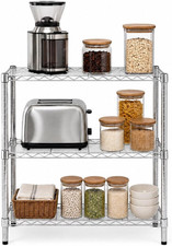 Heavy-Duty 3-Tier Adjustable Chrome Shelf Unit - 200-Lb Capacity