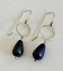 VINTAGE SUNDANCE CATALOG STERLING SILVER LAPIS LAZULI DROP DANGLE EARRINGS
