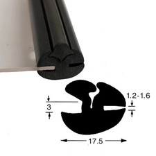 Rubber Window Glazing Seal 1.2mm x 3mm with Filler Strip