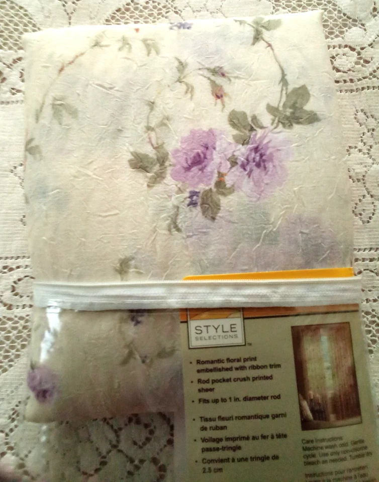 Bolsillo de varilla floral transparente 46"x84", lavanda/crema nuevo Foto 2 de 3