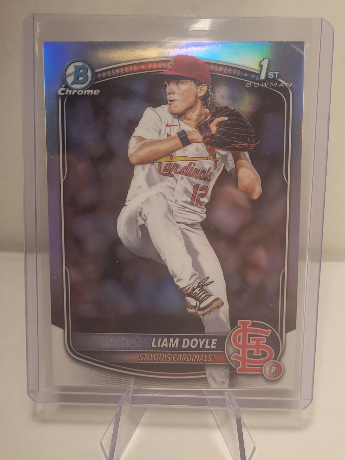 2025 Bowman Draft Liam Doyle Chrome Refractor 1st Prospect #BDC-12 Cardinals