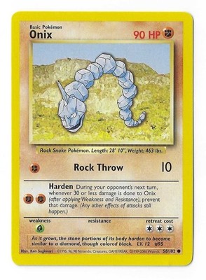 Onix 56/102 - Base Set - 4th print - Pokemon TCG - WoTC - 1999-2000 - LP