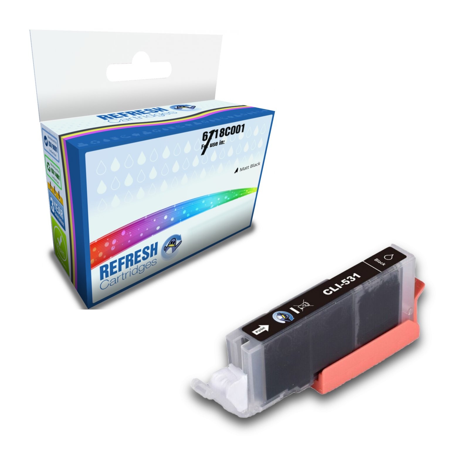 Compatible CLI-531B Black Ink Cartridge Replacement for Canon Printers